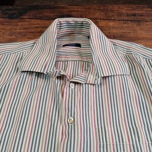 Burberry London Long Sleeve Button Up Shirt Men's XL Stripe Made in USA